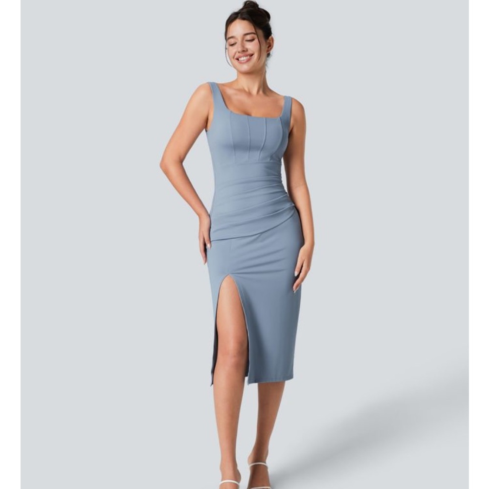 Blue Halara Corset Midi Airy Dress